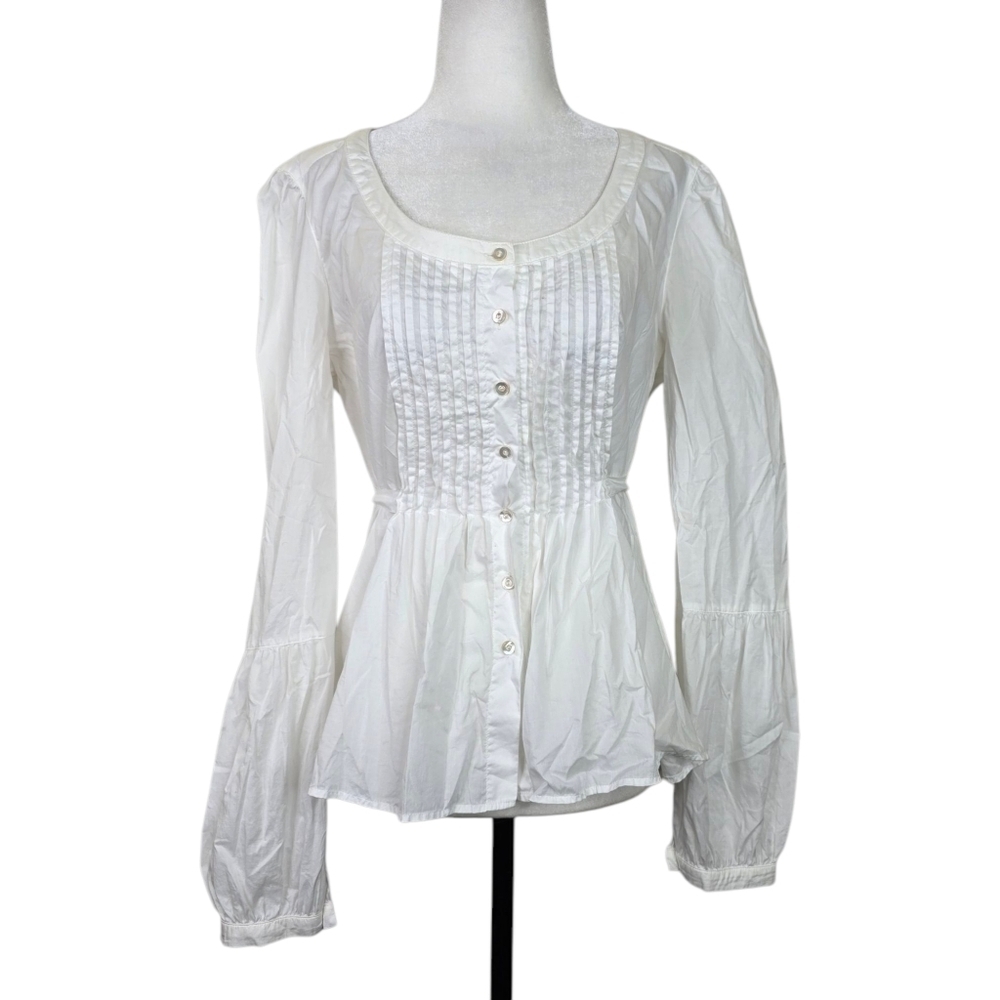 Marella Pleated front accent long sleeves top with  waist tie